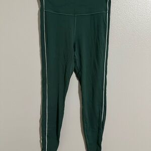 All in Motion leggings Dark Green with white stripes down the sides
